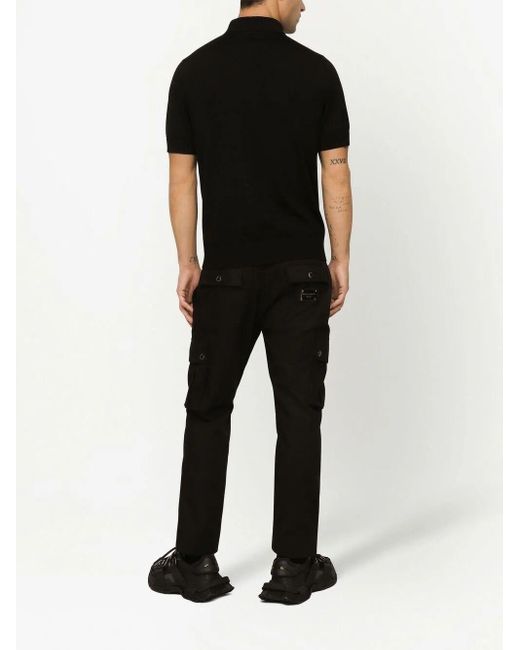 Dolce & Gabbana Black Cotton Cargo Pants With Branded Tag for men