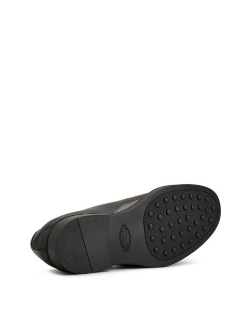 Tod's Black Almond Toe Leather Derby Shoes for men
