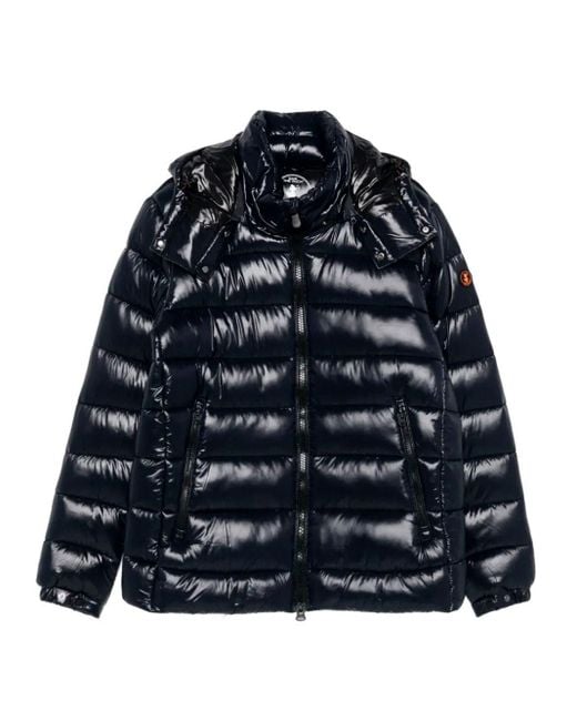 Save The Duck Blue Florian Down Jacket With Lacquered Finish And Removable for men