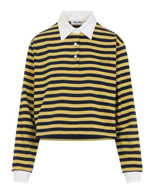 Miu Miu Green Miumiu Striped Rugby Polo Shirt