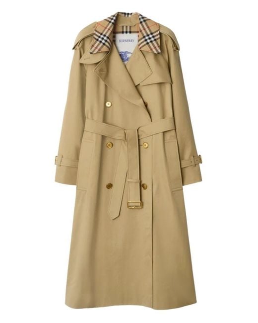 Burberry Natural Check Collar Long Castleford Trench Coat