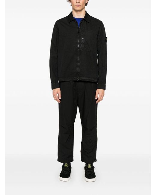 Stone Island Black Logo Cotton Overshirt for men