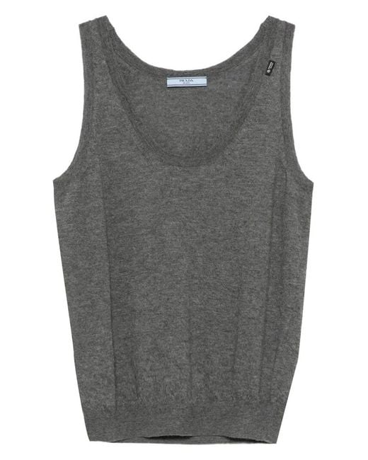 Prada Gray Round Neck Cashmere Vest