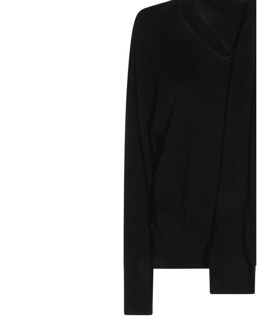 Zanone Black Sweater With Knot On The Neck