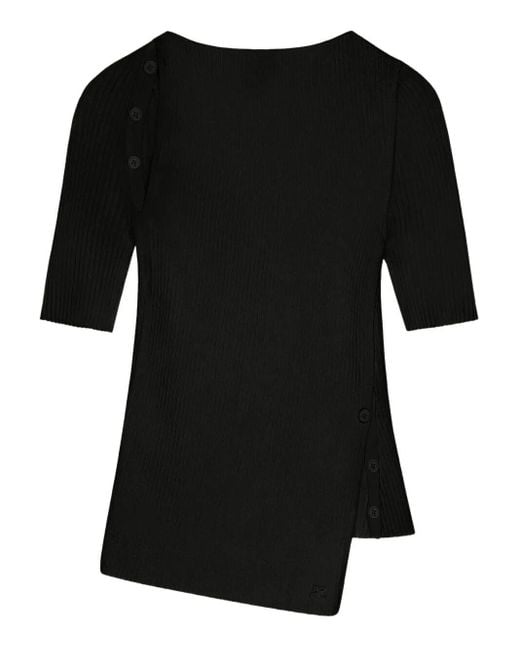 Courreges Women's Black Oblique Butonned Top