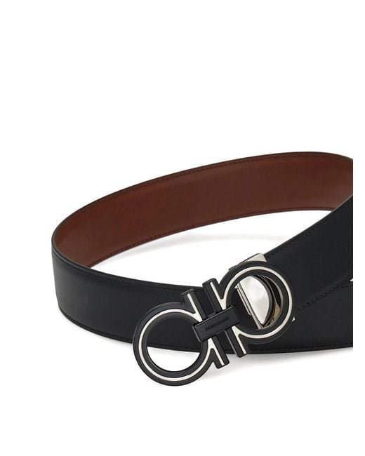Ferragamo Black Reversible And Adjustable Gancini Belt for men