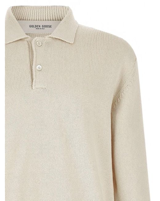 Golden Goose Deluxe Brand White Cotton Polo With Contrast Edges for men