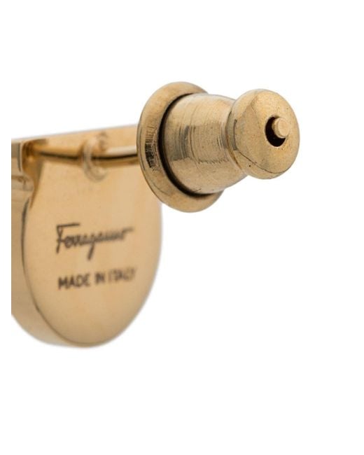 Ferragamo White Gancini Stud Earrings