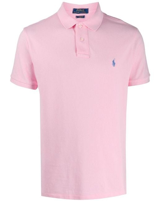 Polo Ralph Lauren Pink And Slim-Fit Pique Polo Shirt for men