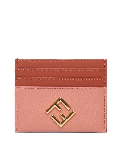 Fendi Pink Logo-Plaque Cardholder
