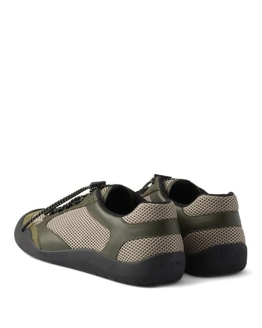 Prada Black Speedrock Leather And Mesh Fabric Sneakers for men