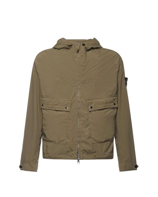 Stone Island Green Lightweight Canvas Hooded Jacket for men