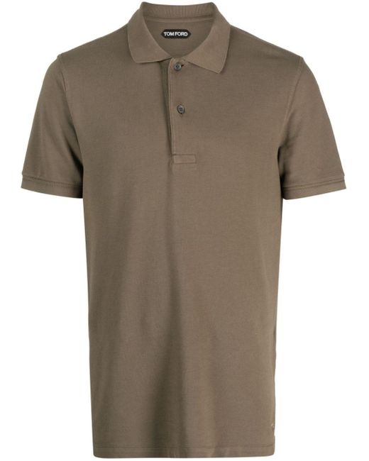Tom Ford Green Piqué Polo Shirt for men