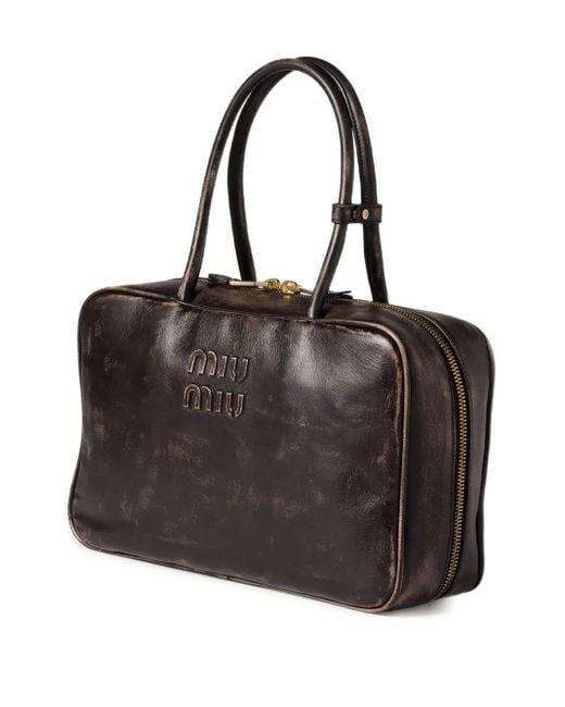 Miu Miu Black Beau Vintage-effect Nappa Leather Bag