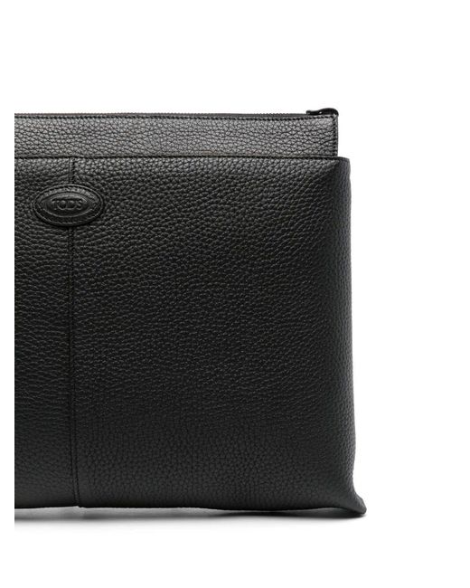 Tod's Black Medium Document Holder Clutch Bag for men