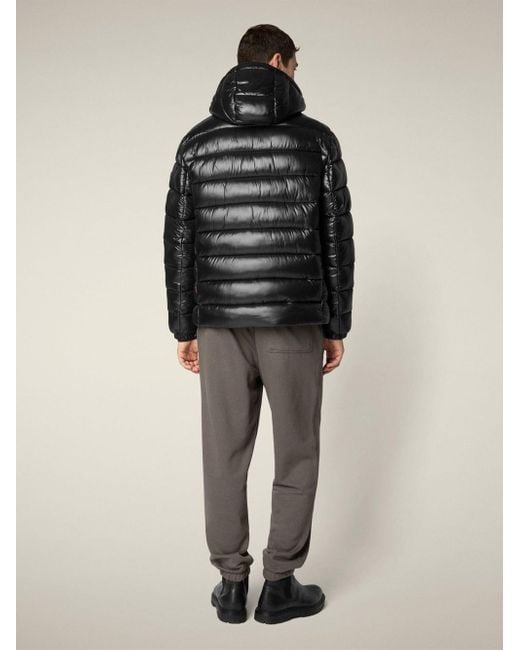Save The Duck Black Florian Down Jacket With Lacquered Finish And Removable for men