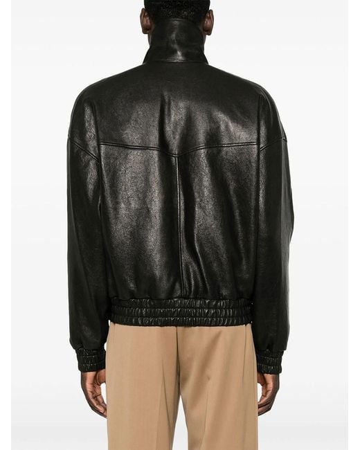 Saint Laurent Black Lamb Nappa Jacket With Bubble Effect for men