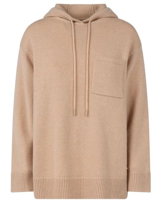 Max Mara Natural Wool And Cashmere Hooded Sweater