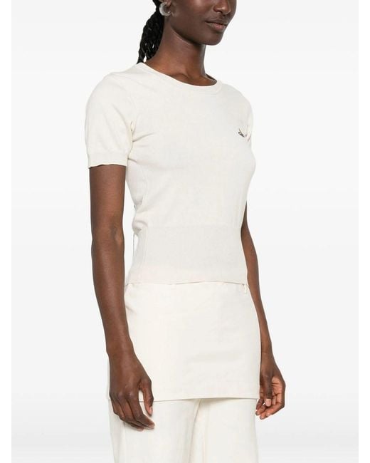 Vivienne Westwood Natural Top Bea Short Sleeve With Orb Embroidery