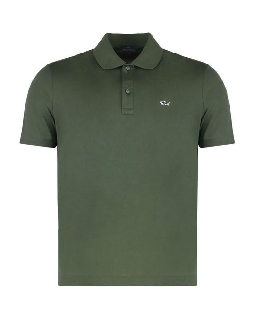 Paul & Shark Green Piqué Short-Sleeve Polo Shirt for men