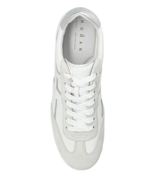 Hogan White Olympia Nappa Leather And Suede Sneakers