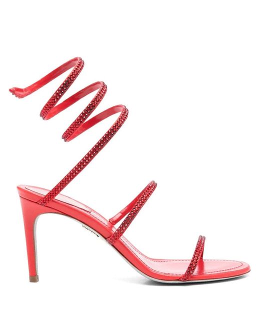 Rene Caovilla Pink Cleo 80 Sandals With Crystals
