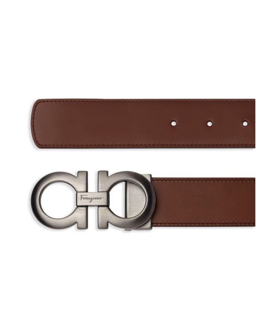 Ferragamo Brown Gancini Reversible & Adjustable Leather Belt for men
