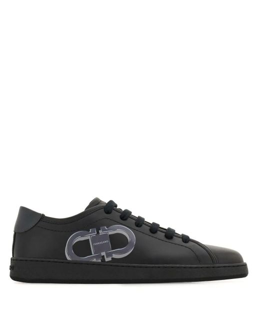 スニーカー SALVATORE FERRAGAMO BLACK LEATHER BRANDY 1 SNEAKERS Ferragamo Salvatore Leather Brandy 1 Sneakers in Black for