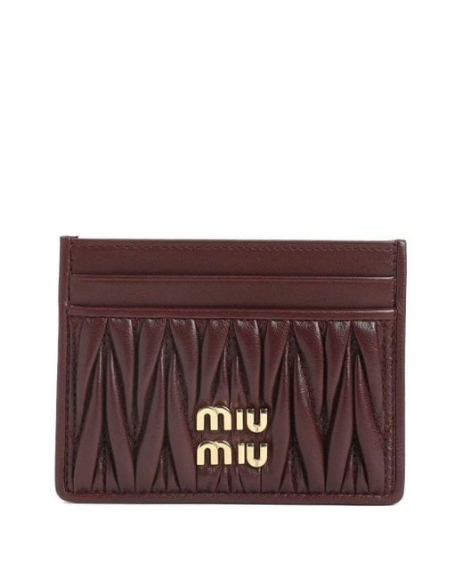 Miu Miu Purple Matelassã Nappa Leather Card Holder