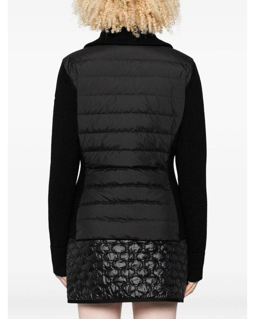 Moncler Black Wool Padded Cardigan With Zipper