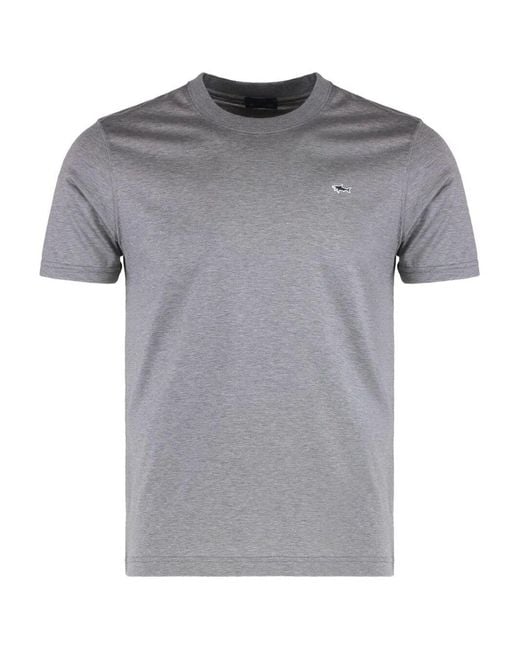 Paul & Shark Gray Crew Neck Logo Patch T-Shirt for men