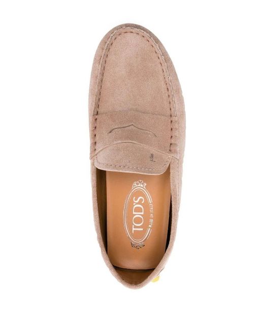 Tod's Pink Gommino Bubble Suede Leather Loafers