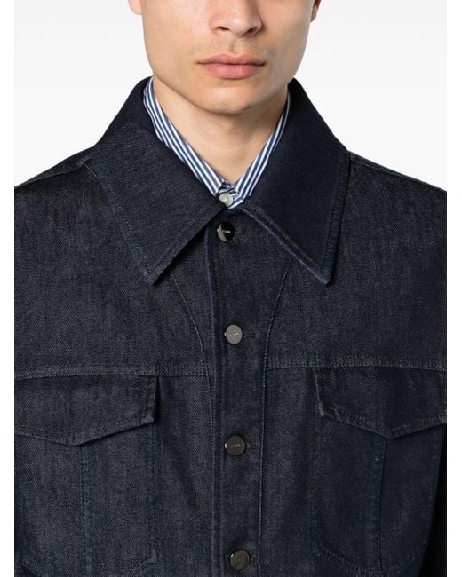 Fendi Blue Logo Denim Jacket Clothing for men
