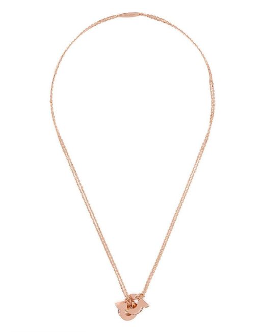 Ferragamo Metallic Double Gancini Pendant Necklace