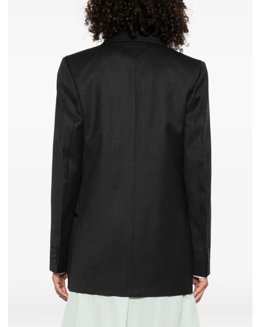 Prada Black Notched-Lapels Wool Blazer