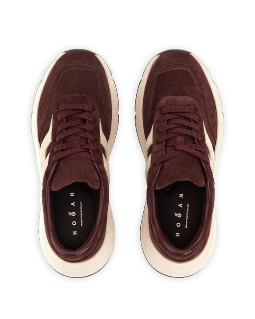 Hogan Brown Hi-Fi Suede Sneakers