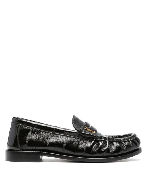 Saint Laurent Black Le Loafer Leather Slippers
