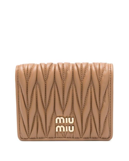 Miu Miu Brown Small Matelassé Nappa Leather Wallet
