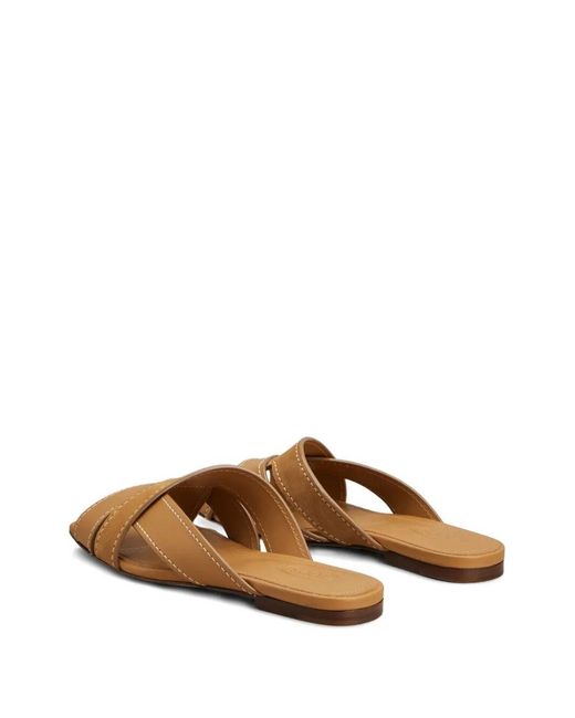 Tod's Brown Leather Flat Sandals