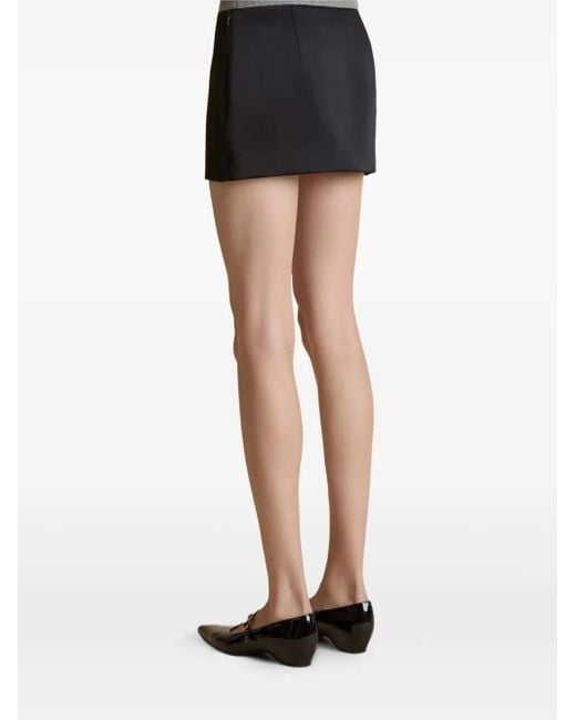 Khaite Black Jett Wool And Silk Miniskirt
