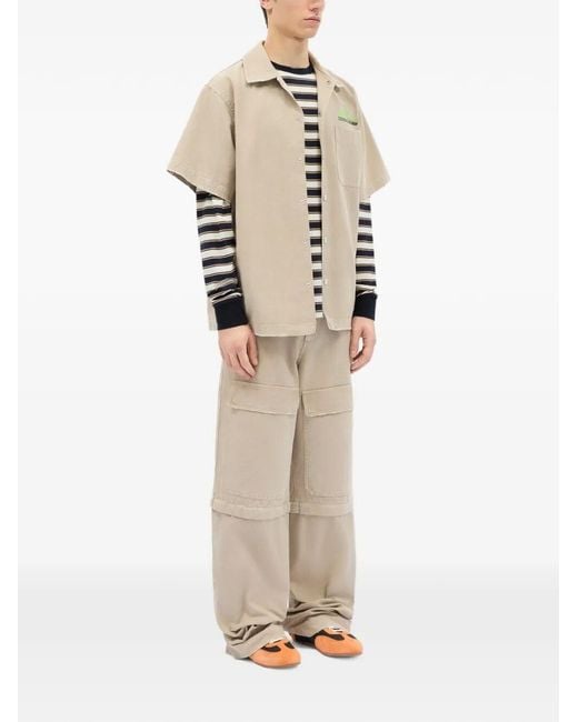 MSGM Gray Long-Sleeved Striped T-Shirt for men