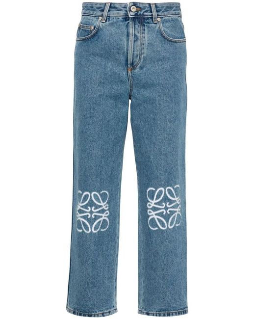 Loewe Blue Anagram Cropped Denim Jeans