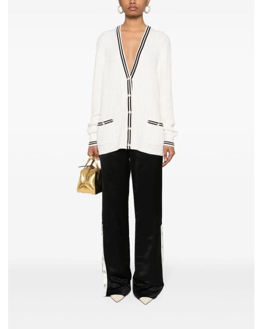 Alessandra Rich White Cotton Blend Knitted Cardigan
