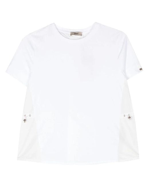 Herno White T-Shirt Con Coulisse