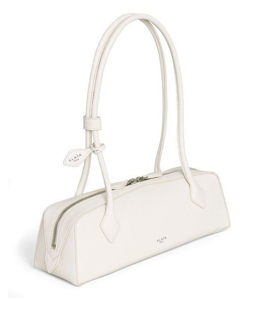 Alaïa White Le Teckel Medium Grained Leather Shoulder Bag