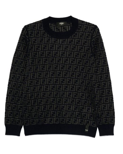 Fendi Black Ff Patterned Knit Sweater For for men