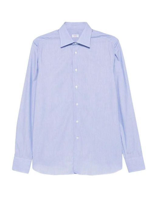 Borriello Blue Thin Striped Cotton Shirt for men