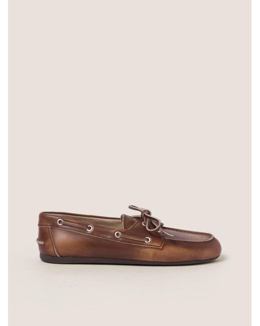 Miu Miu Brown Unlined Moccasins In Bleached Leather