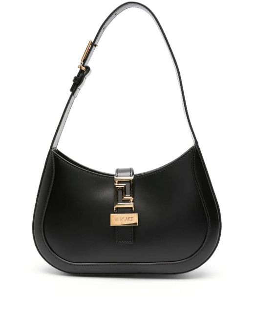 Versace Black Women Calf Leather Small Hobo Bag