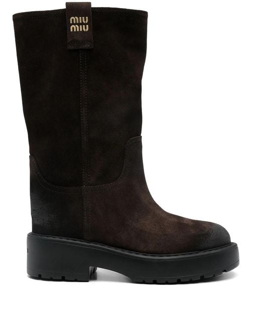 Miu Miu Black Stivaletti (16-28) Scamosciato Old